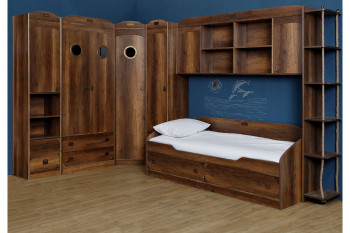 Кровать с 2-мя ящиками «Навигатор» (Дуб Каньон) в Ленске - lensk.mebel54.com | фото