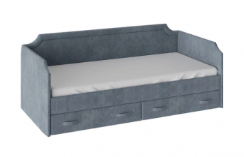 Кровать с мягкой обивкой и ящиками «Кантри» Тип 1 (900) (Замша синяя) в Ленске - lensk.mebel54.com | фото
