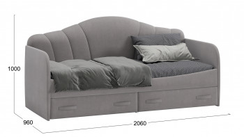 Кровать с мягкой спинкой и ящиками «Сабрина» 900 Светло-серый в Ленске - lensk.mebel54.com | фото