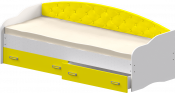 Кровать Софа-7 с мягкой спинкой (800х1900) Белый/Желтый в Ленске - lensk.mebel54.com | фото