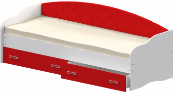 Кровать Софа-7 с мягкой спинкой (800х1900) Белый/Красный в Ленске - lensk.mebel54.com | фото