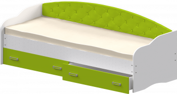 Кровать Софа-7 с мягкой спинкой (800х1900) Белый/Лайм в Ленске - lensk.mebel54.com | фото