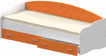Кровать Софа-7 с мягкой спинкой (800х1900) Белый/Оранжевый в Ленске - lensk.mebel54.com | фото