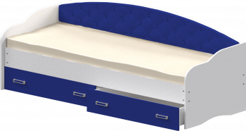 Кровать Софа-7 с мягкой спинкой (800х2000) Белый/Синий в Ленске - lensk.mebel54.com | фото