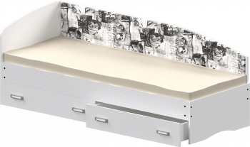 Кровать Софа-9 с мягкой спинкой с рисунком Милана (900х1900) Белый в Ленске - lensk.mebel54.com | фото