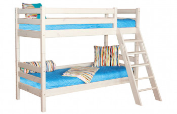 Кровать Соня вариант 10 двухъярусная с наклонной лестницей Белый полупрозрачный в Ленске - lensk.mebel54.com | фото