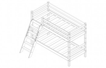 Кровать Соня вариант 12 низкая с наклонной лестницей Лаванда в Ленске - lensk.mebel54.com | фото