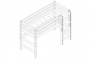 Кровать Соня вариант 5 полувысокая с прямой лестницей белый полупрозрачный в Ленске - lensk.mebel54.com | фото