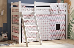 Кровать Соня вариант 6 полувысокая с наклонной лестницей Белый полупрозрачный в Ленске - lensk.mebel54.com | фото