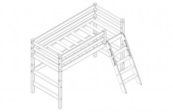 Кровать Соня вариант 6 полувысокая с наклонной лестницей Лаванда в Ленске - lensk.mebel54.com | фото