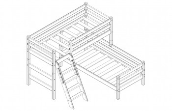 Кровать Соня вариант 8 угловая с наклонной лестницей Лаванда в Ленске - lensk.mebel54.com | фото