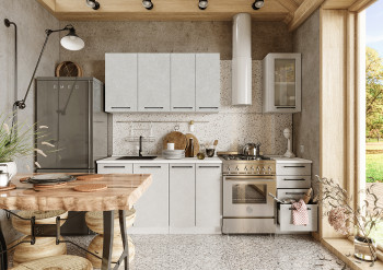 Кухонный гарнитур Нувель 1800мм белый/бетон белый в Ленске - lensk.mebel54.com | фото