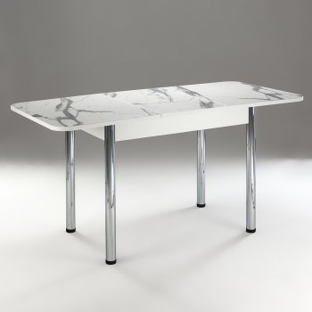 Кухонный стол 1100*700/400 ф 2 Пластик, мрамор белый в Ленске - lensk.mebel54.com | фото