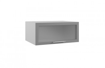 Квадро ГПГС 800 шкаф верхний горизонтальный глубокий со стеклом (Ваниль кожа/корпус Серый) в Ленске - lensk.mebel54.com | фото