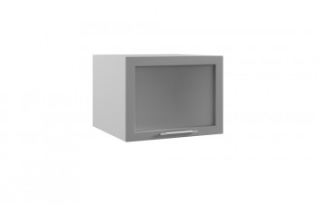 Квадро ГВПГС 600 шкаф верхний горизонтальный глубокий со стеклом высокий (Ваниль кожа/корпус Серый) в Ленске - lensk.mebel54.com | фото