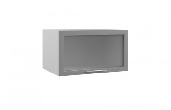 Квадро ГВПГС 800 шкаф верхний горизонтальный глубокий со стеклом высокий (Роза/корпус Серый) в Ленске - lensk.mebel54.com | фото