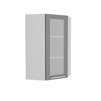 Квадро ВПУС 550 шкаф верхний угловой со стеклом высокий (Нарцисс/корпус Серый) в Ленске - lensk.mebel54.com | фото