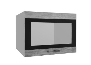 Лофт ВПГСФ 600 шкаф верхний горизонтальный со стеклом высокий с фотопечатью (Дуб майский/корпус Серый) в Ленске - lensk.mebel54.com | фото
