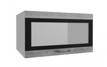 Лофт ВПГСФ 800 шкаф верхний горизонтальный со стеклом высокий с фотопечатью (Дуб майский/корпус Серый) в Ленске - lensk.mebel54.com | фото