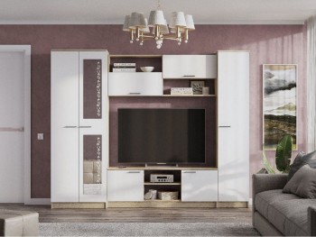 Мебель для гостиной МГС 3 Исполнение 1 Дуб Сонома / Белый в Ленске - lensk.mebel54.com | фото