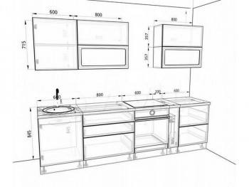 Модульная кухня Бруклин 2.4 x 2 м (Бетон белый) в Ленске - lensk.mebel54.com | фото