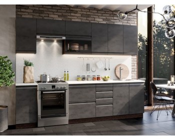 Модульная кухня Бруклин 2,8 м (Бетон черный/Венге) в Ленске - lensk.mebel54.com | фото