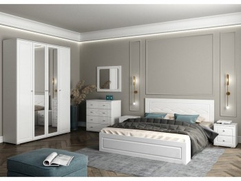 Модульная спальня Барселона (Белый/Белый глянец) в Ленске - lensk.mebel54.com | фото