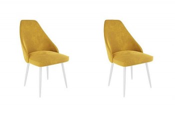 Набор стульев Милан 2 шт (желтый велюр/белый) в Ленске - lensk.mebel54.com | фото