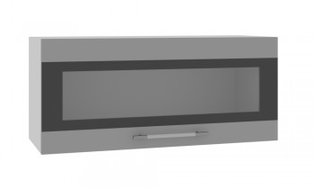 Норд ШВГС 800 Шкаф верхний горизонтальный со стеклом (Софт черный/корпус Белый) в Ленске - lensk.mebel54.com | фото