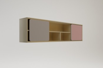 Полка между шкафами 1660 Грэйси (Розовый/Серый/корпус Клен) в Ленске - lensk.mebel54.com | фото