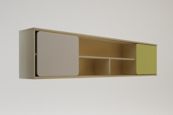 Полка между шкафами 1960 Эппл (Зеленый/Белый/корпус Клен) в Ленске - lensk.mebel54.com | фото