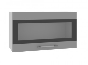 Ройс ВПГСФ 800 Шкаф верхний горизонтальный со стеклом с фотопечатью высокий (Ваниль софт/корпус Серый) в Ленске - lensk.mebel54.com | фото