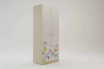 Шкаф 2-х створчатый с ящиками Флёр (Белый/корпус Клен) в Ленске - lensk.mebel54.com | фото