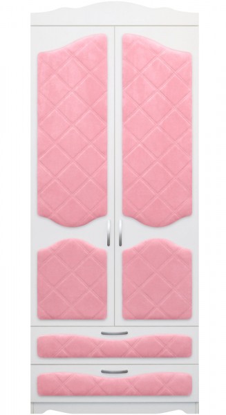 Шкаф 2-х створчатый с ящиками серии Иллюзия 36 Светло-розовый в Ленске - lensk.mebel54.com | фото