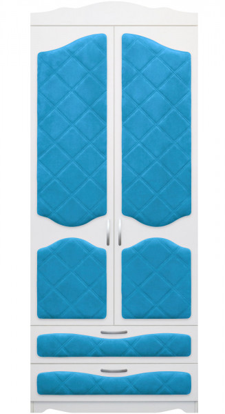 Шкаф 2-х створчатый с ящиками серии Иллюзия 84 Ярко-голубой в Ленске - lensk.mebel54.com | фото