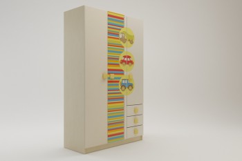 Шкаф 3-х створчатый с ящиками Клаксон (Бежевый/корпус Клен) в Ленске - lensk.mebel54.com | фото
