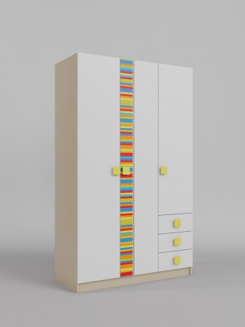 Шкаф 3-х створчатый с ящиками Клаксон без машинок (Белый/корпус Клен) в Ленске - lensk.mebel54.com | фото