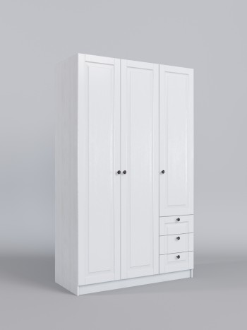Шкаф 3-х створчатый с ящиками Классика (Белый/корпус Выбеленное дерево) в Ленске - lensk.mebel54.com | фото