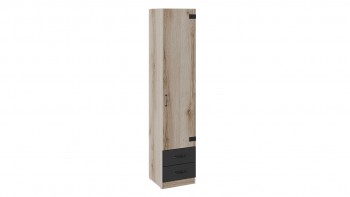Шкаф для белья комбинированный «Окланд» (Фон Черный/Дуб Делано) в Ленске - lensk.mebel54.com | фото