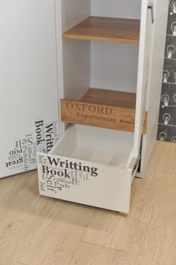 Шкаф для белья «Оксфорд» (Ривьера/Белый с рисунком) в Ленске - lensk.mebel54.com | фото