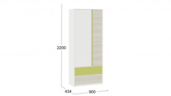 Шкаф для одежды комбинированный «Сканди» Дуб Гарден/Белый/Зеленый в Ленске - lensk.mebel54.com | фото