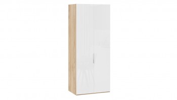 Шкаф для одежды с 2 глухими дверями «Эмбер» Яблоня Беллуно/Белый глянец в Ленске - lensk.mebel54.com | фото