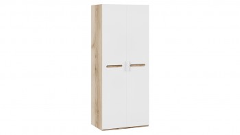 Шкаф для одежды с 2-мя дверями «Фьюжн» Дуб Делано/Белый глянец в Ленске - lensk.mebel54.com | фото