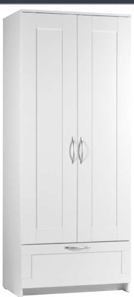 Шкаф двухдверный Сириус с 1 ящиком белый в Ленске - lensk.mebel54.com | фото