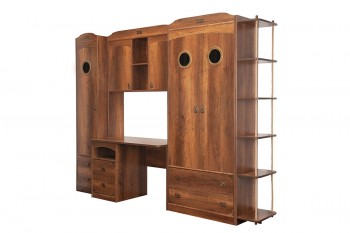 Шкаф комбинированный для белья с иллюминатором «Навигатор» (Дуб Каньон) в Ленске - lensk.mebel54.com | фото
