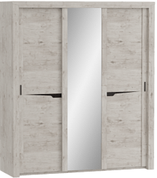 Шкаф трехдверный Соренто с раздвижными дверями Дуб бонифаций/Кофе структурный матовый в Ленске - lensk.mebel54.com | фото