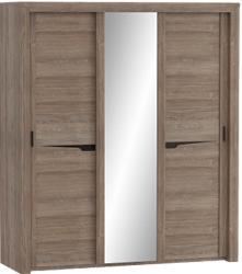 Шкаф трехдверный Соренто с раздвижными дверями Дуб стирлинг/Кофе структурный матовый в Ленске - lensk.mebel54.com | фото