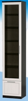 Шкаф высокий с ящиком и стеклодверью ДЛЯ ГОСТИНОЙ ШВЯС-450 Венге/Дуб выбеленный в Ленске - lensk.mebel54.com | фото