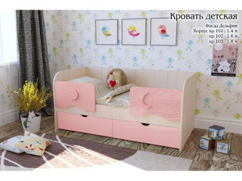 Соня Кровать детская 2 ящика 1.6 Розовый глянец в Ленске - lensk.mebel54.com | фото