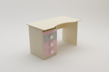 Стол (столешница с выемкой) Грэйси (Розовый/Серый/корпус Клен) в Ленске - lensk.mebel54.com | фото